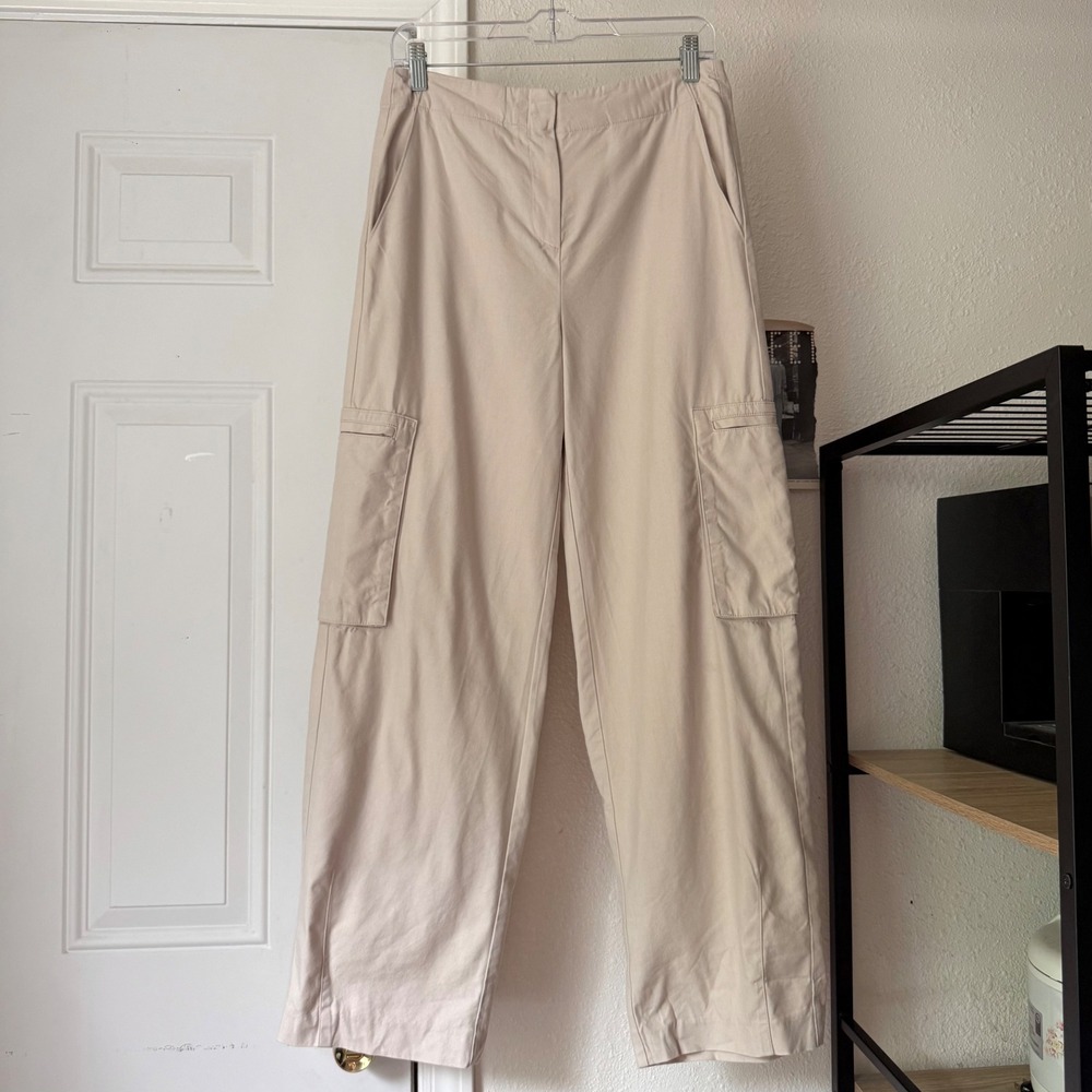 GEEL cream ivory cotton cargo‎ straight leg pants trousers